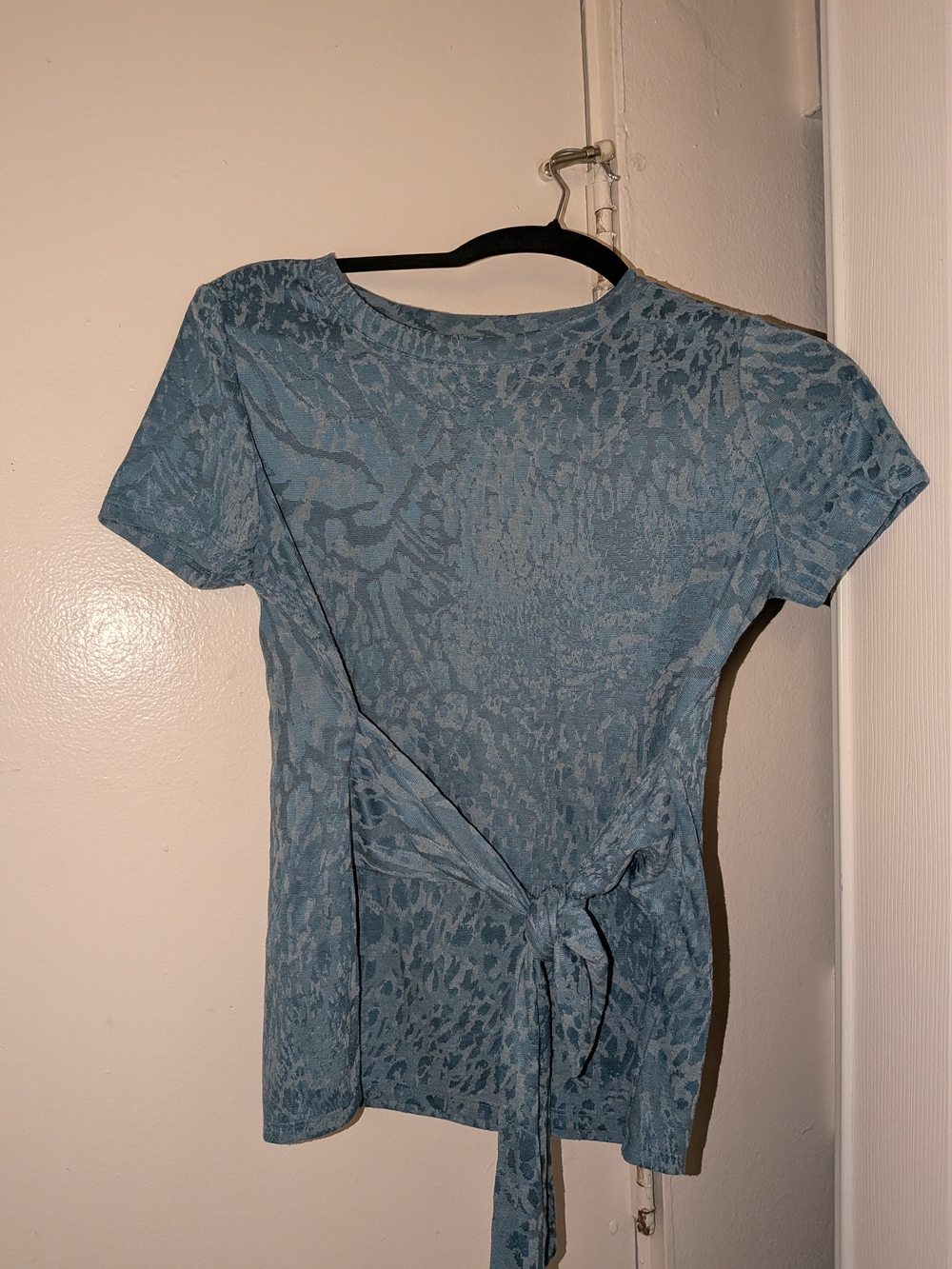Simply Vera Vera Wang Slate Blue Short Sleeve Tie-Waist Top